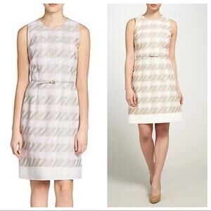 Hugo Boss Diemoni Sleeveless A-line Dress Houndstooth Tweed Pink/Grey Size 8